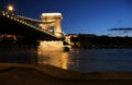 The Chain Bridge in Budapest Royalty Free Stock Photo