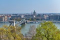 Chain Bridge and Budapest aerial skyline
