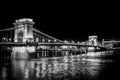 Chain Bridge, Budapest, black and white Royalty Free Stock Photo