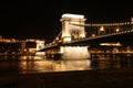 Chain Bridge (Budapest) in darkness Royalty Free Stock Photo