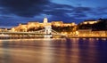 Chain Bridge in Budapest in evening Royalty Free Stock Photo