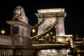 The Chain Bridge in Budapest in the evening. Sightseeing in Hungary