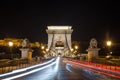 The Chain Bridge in Budapest in the evening. Sightseeing in Hungary Royalty Free Stock Photo