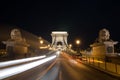 The Chain Bridge in Budapest in the evening. Sightseeing in Hungary Royalty Free Stock Photo