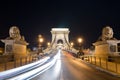 The Chain Bridge in Budapest in the evening. Sightseeing in Hungary Royalty Free Stock Photo