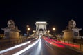 The Chain Bridge in Budapest in the evening. Sightseeing in Hungary Royalty Free Stock Photo