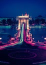 The Chain Bridge in Budapest in the evening. Sightseeing in Hungary. Royalty Free Stock Photo