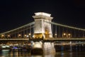 The Chain Bridge in Budapest in the evening. Sightseeing in Hungary Royalty Free Stock Photo