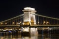 The Chain Bridge in Budapest in the evening. Sightseeing in Hungary. Royalty Free Stock Photo