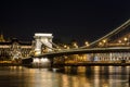 The Chain Bridge in Budapest in the evening. Sightseeing in Hungary. Royalty Free Stock Photo