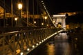 Chain bridge Budapest Hungary illuminated at night Royalty Free Stock Photo