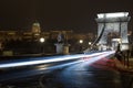 Chain bridge of Budapest, Hungary by night Royalty Free Stock Photo