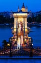 Chain bridge Budapest, Hungary at night Royalty Free Stock Photo