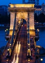 Chain bridge Budapest, Hungary at night Royalty Free Stock Photo