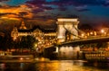 Chain Bridge in Budapest Royalty Free Stock Photo