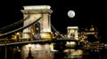 The Chain Bridge in Budapest at Moonrise