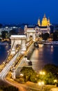 Chain Bridge, Budapest night scenery, Hungary Royalty Free Stock Photo