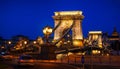 Chain bridge in budapest nighttime Royalty Free Stock Photo