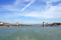 Chain bridge on Danube river Budapest Royalty Free Stock Photo