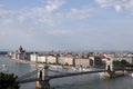 Chain bridge on Danube river Budapest cityscape Royalty Free Stock Photo