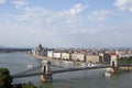 Chain bridge on Danube river Budapest cityscape Royalty Free Stock Photo