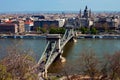 Chain bridge day view from height in Budapest Royalty Free Stock Photo