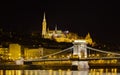 Chain Bridge and Fisherman's Bastion night view Royalty Free Stock Photo