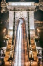 Highway of the Chain Bridge in Budapest, capital of Hungary Royalty Free Stock Photo