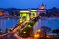 The Chain Bridge at Night, Budapest Royalty Free Stock Photo