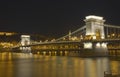 Chain Bridge at night in Budapest. HDR. Royalty Free Stock Photo