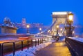 Chain Bridge at night, Budapest, Hungary Royalty Free Stock Photo