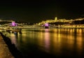 Chain bridge night view of Budapest, Hungary Royalty Free Stock Photo