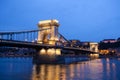 Chain Bridge over Danube river, Budapest cityscape Royalty Free Stock Photo