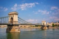 Chain bridge over the Danube river in Budapest Hungary Royalty Free Stock Photo