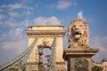 Chain bridge over the Danube river in Budapest Hungary Royalty Free Stock Photo