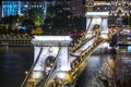 Chain Bridge over Danube river at night, Budapest, Hungary Royalty Free Stock Photo