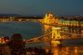 Chain Bridge and Paliament building at early night