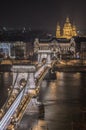 Chain Bridge and St. Stephen's Basilica in Budapest, Hungary at Royalty Free Stock Photo