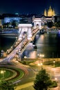 Chain bridge and Stephen basilica at night in Budapest Royalty Free Stock Photo