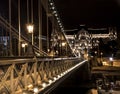 Chain Bridge Szechenyi at night, Bridge over the Danube River in Budapest. Royalty Free Stock Photo