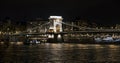 Chain Bridge Szechenyi at night, Bridge over the Danube River in Budapest. Royalty Free Stock Photo