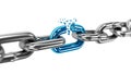 Chain with broken blue part Royalty Free Stock Photo