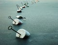 Chain of buoys at frozen sea Royalty Free Stock Photo