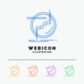 chain, connect, connection, link, wire 5 Color Line Web Icon Template isolated on white. Vector illustration Royalty Free Stock Photo