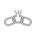 Chain, connect, detachment line icon. Outline vector