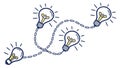 Chain of Connected Light Bulbs, Innovative Idea Generation, vector design Generative AI Royalty Free Stock Photo