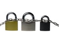 Chain, connecting three padlocks Royalty Free Stock Photo