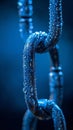 Chain covered in water droplets against dark background Royalty Free Stock Photo