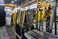 Chain for the crane on the rack, cargo slings for lifting goods Royalty Free Stock Photo