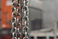 Chain crane in the workshop at the factory close-up